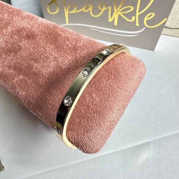 Park Lane "Jewel" Bangle Bracelet W Crystal Accents Gold-Tone Hinged - Picture 2 of 7